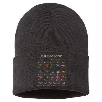 Dinosaur Alphabet Dino ABC For Kids Men Women Dinosaur Sustainable Knit Beanie