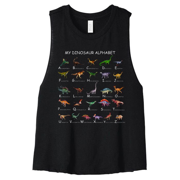 Dinosaur Alphabet Dino ABC For Kids Men Women Dinosaur Women's Racerback Cropped Tank