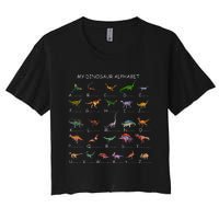 Dinosaur Alphabet Dino ABC For Kids Men Women Dinosaur Women's Crop Top Tee