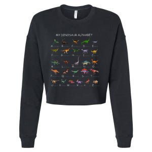 Dinosaur Alphabet Dino ABC For Kids Men Women Dinosaur Cropped Pullover Crew