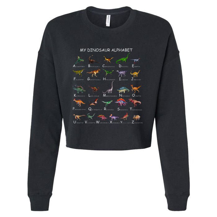 Dinosaur Alphabet Dino ABC For Kids Men Women Dinosaur Cropped Pullover Crew