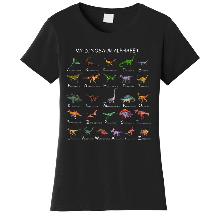 Dinosaur Alphabet Dino ABC For Kids Men Women Dinosaur Women's T-Shirt