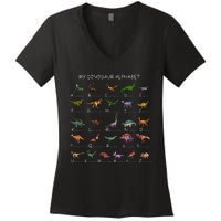 Dinosaur Alphabet Dino ABC For Kids Men Women Dinosaur Women's V-Neck T-Shirt