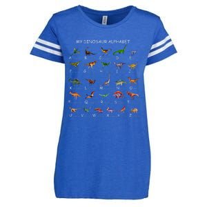 Dinosaur Alphabet Dino ABC For Kids Men Women Dinosaur Enza Ladies Jersey Football T-Shirt