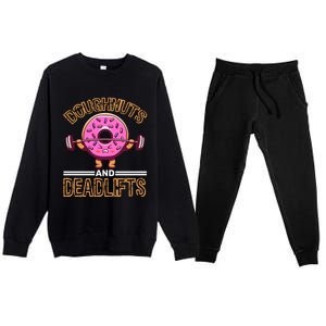 Doughnut And Deadlifts Barbell Donuts Dough Snack Doughnut Gift Premium Crewneck Sweatsuit Set