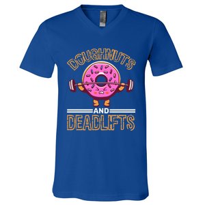 Doughnut And Deadlifts Barbell Donuts Dough Snack Doughnut Gift V-Neck T-Shirt