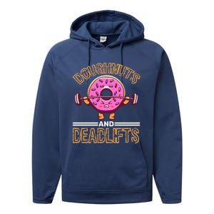 Doughnut And Deadlifts Barbell Donuts Dough Snack Doughnut Gift Performance Fleece Hoodie