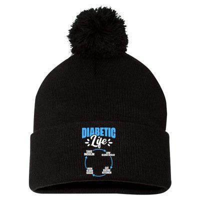 Diabetes Awareness Diabetic Life Diabetes Warrior Pom Pom 12in Knit Beanie