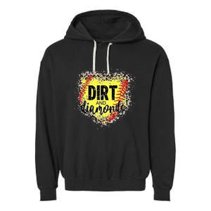 Dirt And Diamonds Funny Baseball Lover Leopard Softball Garment-Dyed Fleece Hoodie