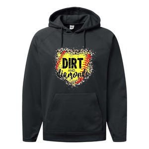 Dirt And Diamonds Funny Baseball Lover Leopard Softball Performance Fleece Hoodie