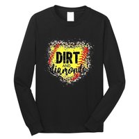 Dirt And Diamonds Funny Baseball Lover Leopard Softball Long Sleeve Shirt