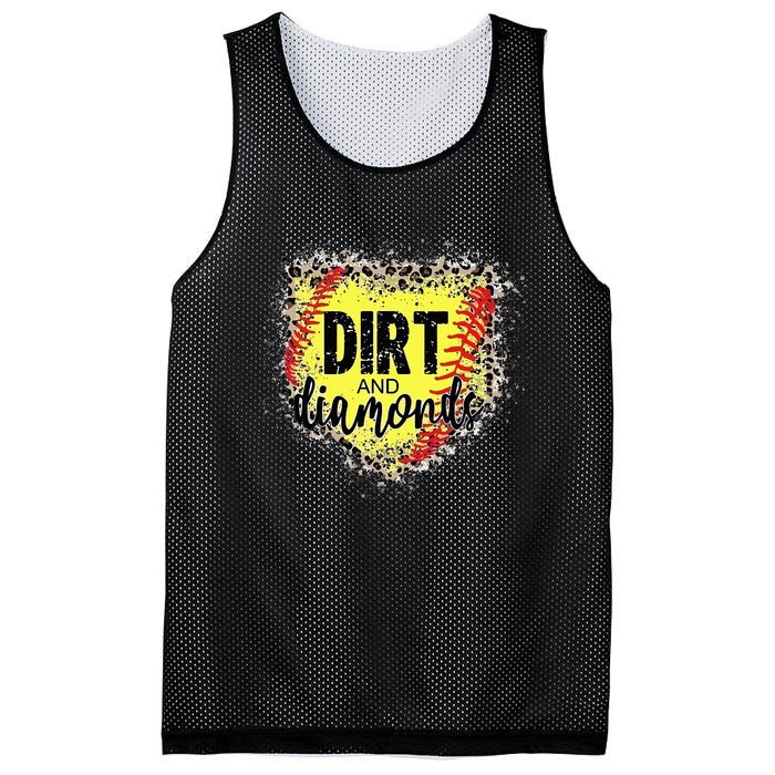 Dirt And Diamonds Funny Baseball Lover Leopard Softball Mesh Reversible Basketball Jersey Tank