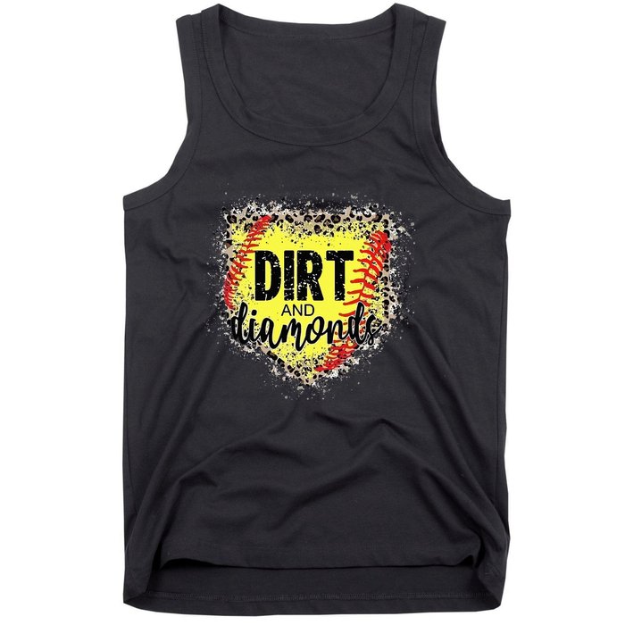 Dirt And Diamonds Funny Baseball Lover Leopard Softball Tank Top