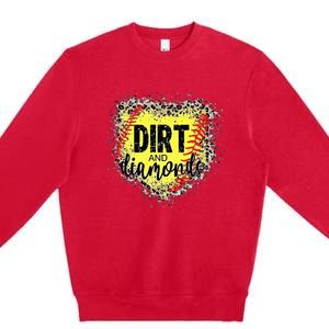 Dirt And Diamonds Funny Baseball Lover Leopard Softball Premium Crewneck Sweatshirt