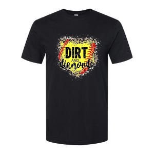 Dirt And Diamonds Funny Baseball Lover Leopard Softball Softstyle CVC T-Shirt