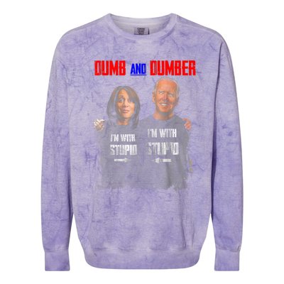 Dumb And Dumber Haris And Biden Vote For Trump 2024 Colorblast Crewneck Sweatshirt