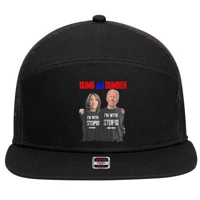 Dumb And Dumber Haris And Biden Vote For Trump 2024 7 Panel Mesh Trucker Snapback Hat