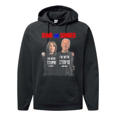 Dumb And Dumber Haris And Biden Vote For Trump 2024 Performance Fleece Hoodie