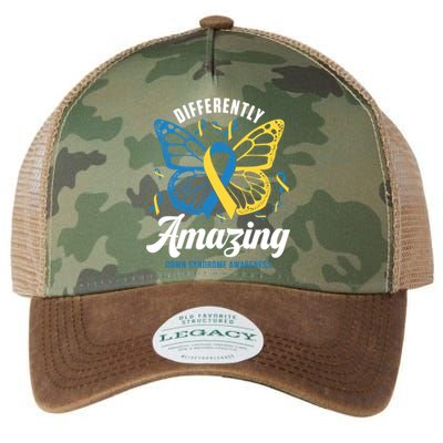 Differently Amazing Down Syndrome Awareness Butterfly Ribbon Legacy Tie Dye Trucker Hat