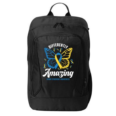 Differently Amazing Down Syndrome Awareness Butterfly Ribbon City Backpack