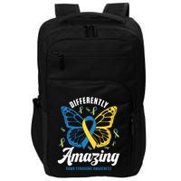 Differently Amazing Down Syndrome Awareness Butterfly Ribbon Impact Tech Backpack
