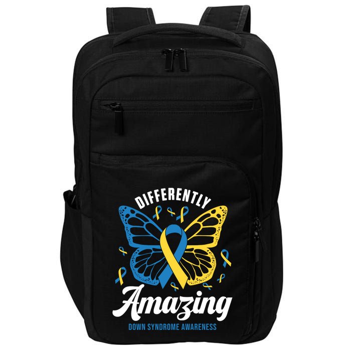 Differently Amazing Down Syndrome Awareness Butterfly Ribbon Impact Tech Backpack