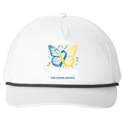 Differently Amazing Down Syndrome Awareness Butterfly Ribbon Snapback Five-Panel Rope Hat