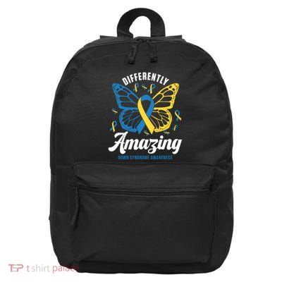 Differently Amazing Down Syndrome Awareness Butterfly Ribbon 16 in Basic Backpack