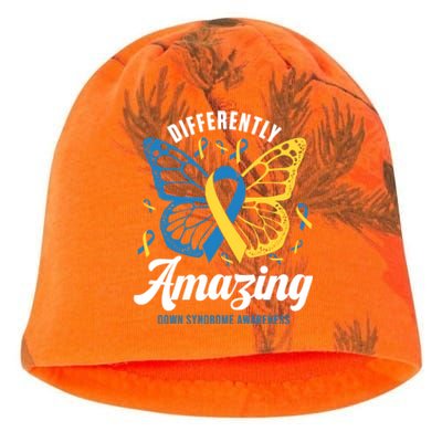 Differently Amazing Down Syndrome Awareness Butterfly Ribbon Kati - Camo Knit Beanie