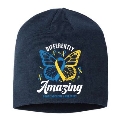 Differently Amazing Down Syndrome Awareness Butterfly Ribbon Sustainable Beanie