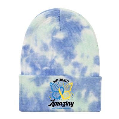 Differently Amazing Down Syndrome Awareness Butterfly Ribbon Tie Dye 12in Knit Beanie