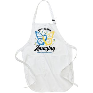 Differently Amazing Down Syndrome Awareness Butterfly Ribbon Full-Length Apron With Pockets