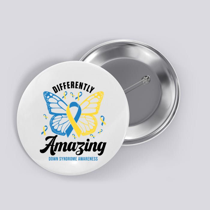 Differently Amazing Down Syndrome Awareness Butterfly Ribbon Button