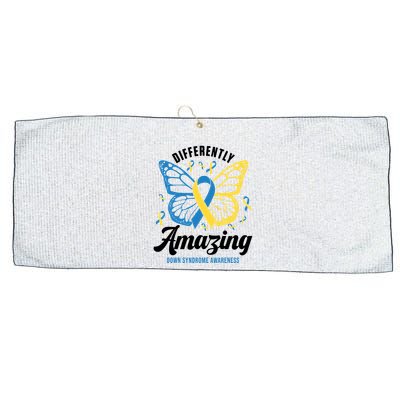 Differently Amazing Down Syndrome Awareness Butterfly Ribbon Large Microfiber Waffle Golf Towel