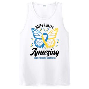 Differently Amazing Down Syndrome Awareness Butterfly Ribbon PosiCharge Competitor Tank