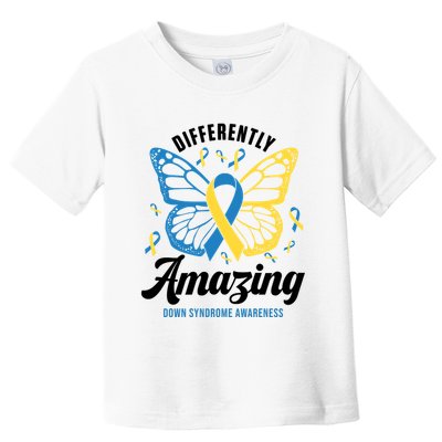 Differently Amazing Down Syndrome Awareness Butterfly Ribbon Toddler T-Shirt