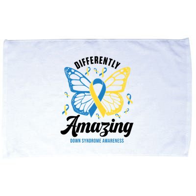 Differently Amazing Down Syndrome Awareness Butterfly Ribbon Microfiber Hand Towel