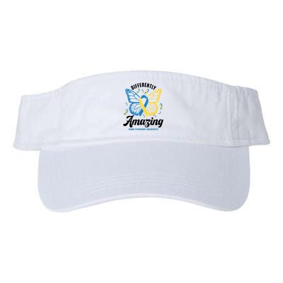 Differently Amazing Down Syndrome Awareness Butterfly Ribbon Valucap Bio-Washed Visor