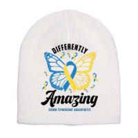 Differently Amazing Down Syndrome Awareness Butterfly Ribbon Short Acrylic Beanie