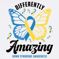 Differently Amazing Down Syndrome Awareness Butterfly Ribbon Full Zip Hoodie