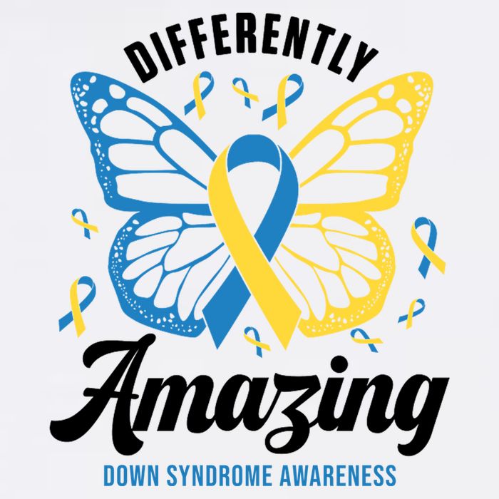 Differently Amazing Down Syndrome Awareness Butterfly Ribbon Full Zip Hoodie