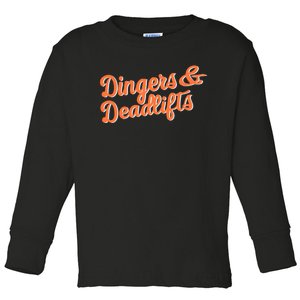 Dingers And Deadlifts Toddler Long Sleeve Shirt