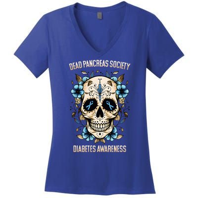 Diabetes Awareness Dead Pancreas Society Women's V-Neck T-Shirt