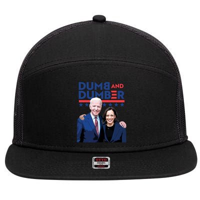 Dumb And Dumber Anti Biden Harris Pro Trump Maga Pro American 7 Panel Mesh Trucker Snapback Hat