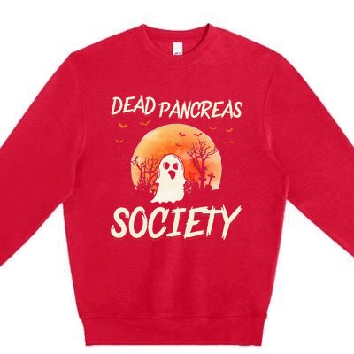 Diabetes Awareness Dead Pancreas Society Halloween Ghost Premium Crewneck Sweatshirt