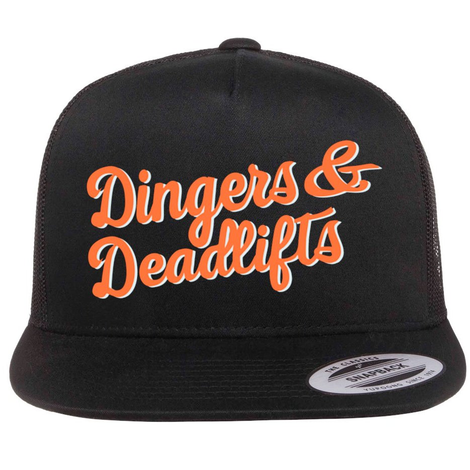 Dingers And Deadlifts Flat Bill Trucker Hat