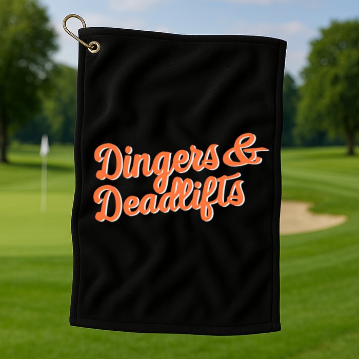 Dingers And Deadlifts Golf Towel
