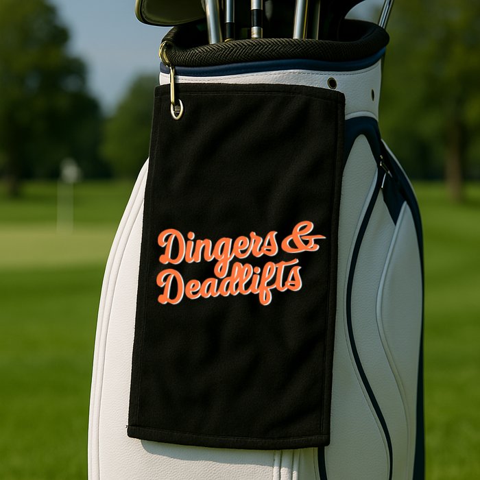 Dingers And Deadlifts Golf Towel