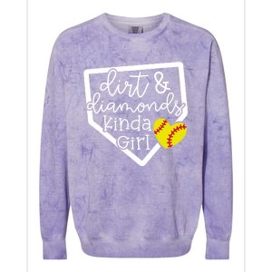 Dirt And Diamonds Kinda Girl Baseball Softball Mom Meaningful Gift Colorblast Crewneck Sweatshirt