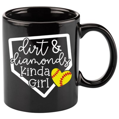 Dirt And Diamonds Kinda Girl Baseball Softball Mom Meaningful Gift 11oz C Handle Ceramic Mug